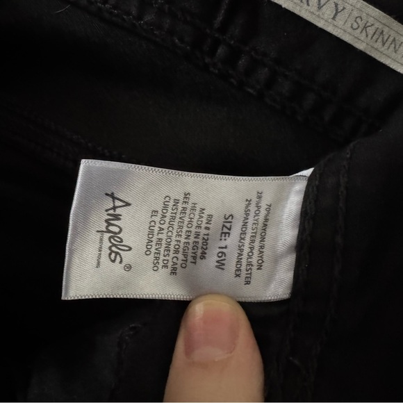 Black Curvy Skinny Stretch Jeans Double Button Plus Sz 16W Angels Forever Young - Picture 9 of 13